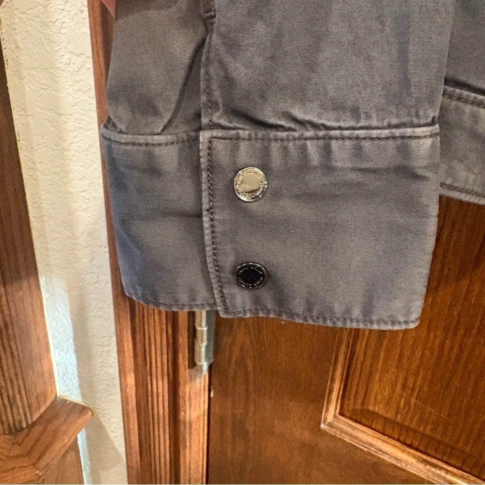 WHBM $160 Metallic Trim Utility Jacket  14 Slate Blue Stretch like new - Picture 6 of 12